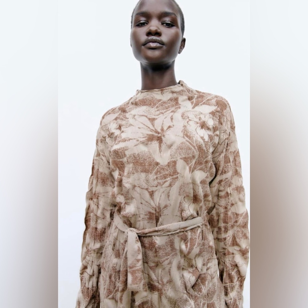 Zara Printed Crinkle Dress - Picture 3 of 10